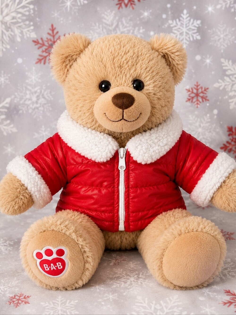 Build-A-Bear Red Puffer Jacket Faux Sherpa Trim Full Size  Clothing